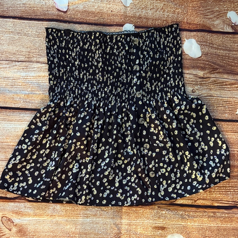 SHEIN Black and Gold Floral Women's Top